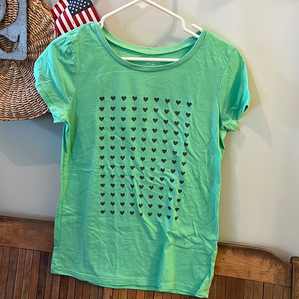 Women's Medium Short Sleeve Tee Shirt with cute mini hearts